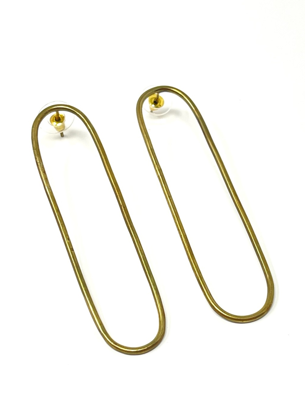 New Anthropologie Minimalist Gold Oval Earrings